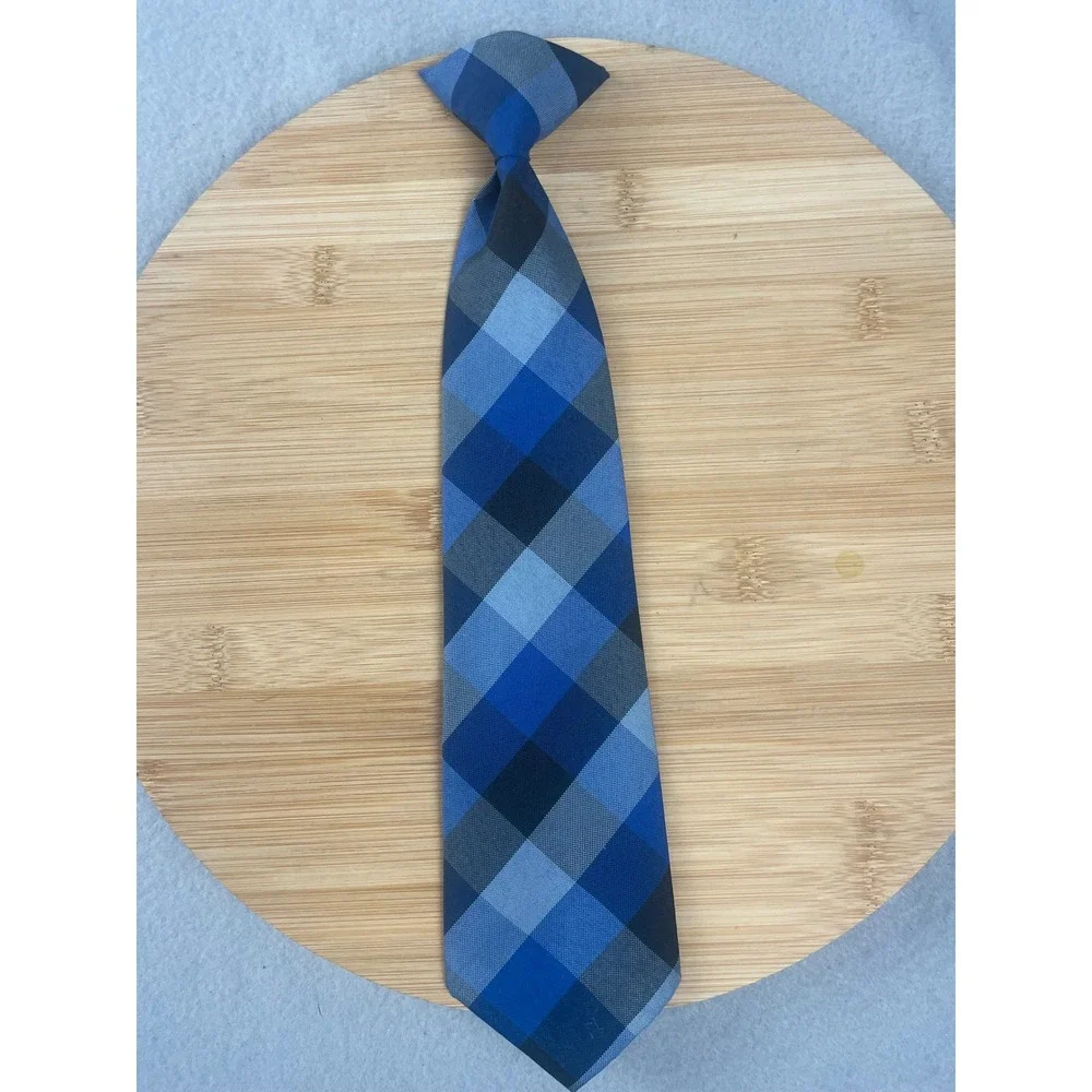 Dennis‎ Uniforms Kids Blue Plaid Hastings School Uniform Clip On Tie Made in USA